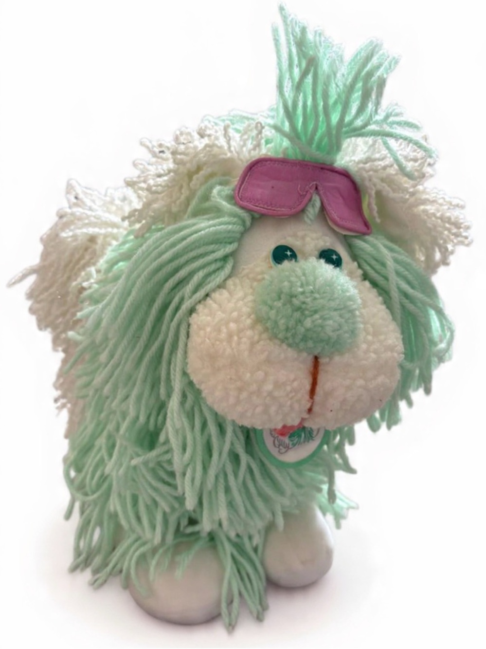 Vintage 1980s Kenner For Walt Disney Fluppy Dog Plush– Mint Green Yarn Fur Puppy